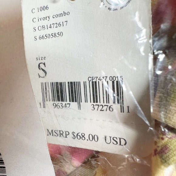 Free People Give Me More Floral Summer Top Size Small Ivory Combo - Picture 7 of 8